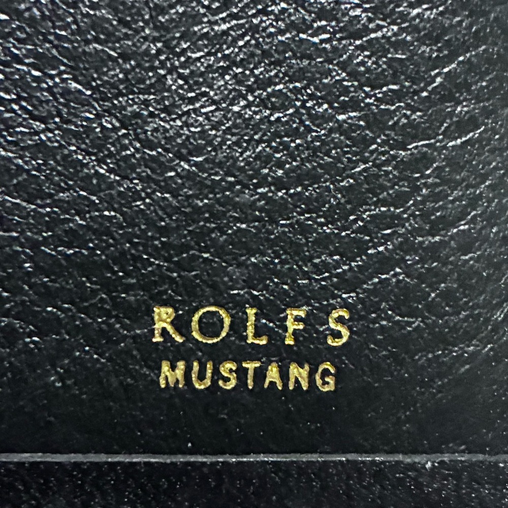 Vintage Rolfs Mustang Black Leather Bifold Wallet Made in USA Original Inserts - Picture 3 of 8